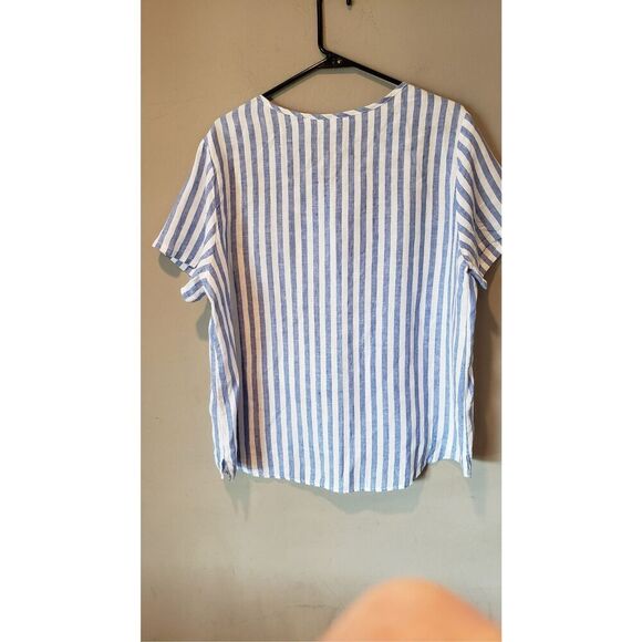 Christian Siriano 100% Linen Striped Top XL - Picture 3 of 6